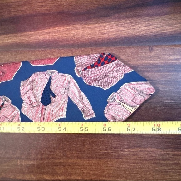 BROOKS BROTHERS Navy Blue Silk Printed Shirt Design Necktie - Picture 8 of 8